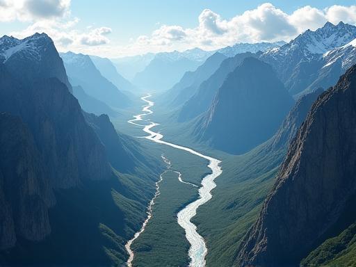 山々を越えるドローンからの絶景