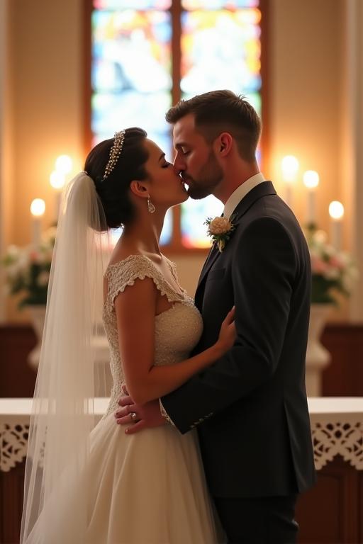 チャペルでの誓いのキス