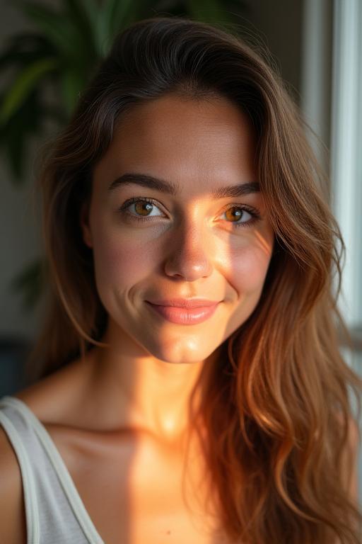 自然光の中の女性のポートレート